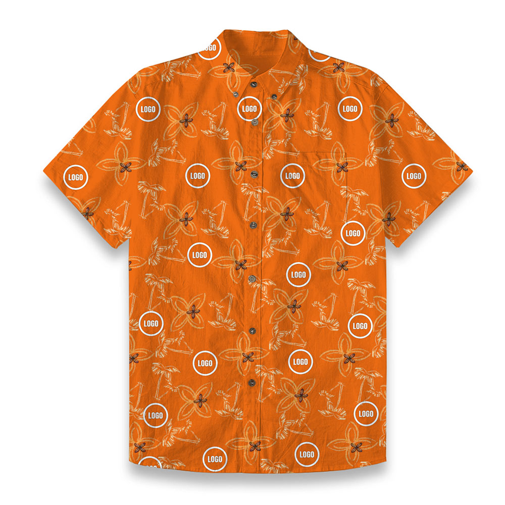 Custom Company Logo Men's Hawaiian Cotton Shirt 5